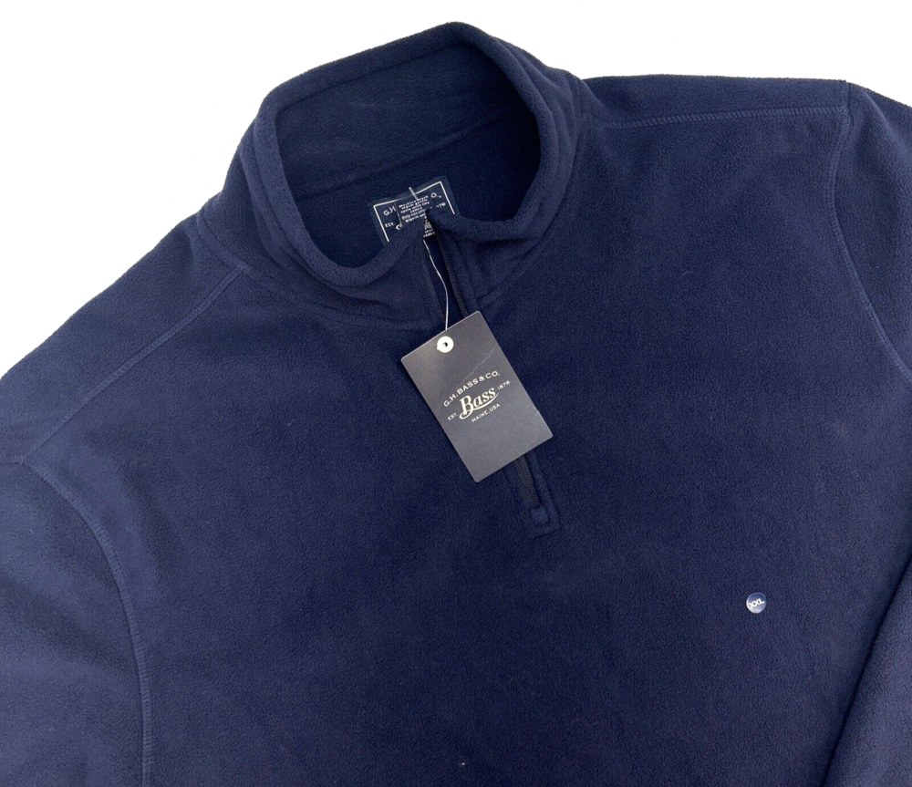GH Bass Co 1/4 Zip Fleece Sweatshirt Mens XXL Navy Blue NWT $44